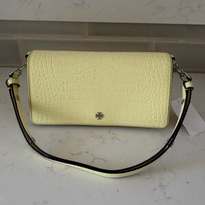 Tory Burch Croc-Embossed Shoulder Bag in Yellow NWT